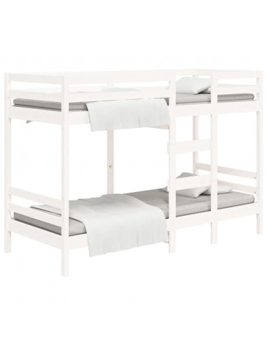 Letto a Castello Bianco 90x200 cm in Legno Massello di Pino