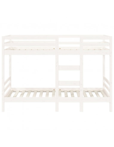 Letto a Castello Bianco 90x200 cm in Legno Massello di Pino