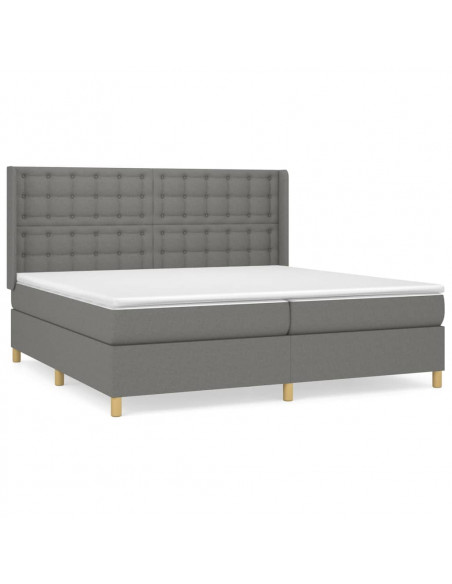 Giroletto a Molle con Materasso Grigio Scuro 200x200 cm Tessuto