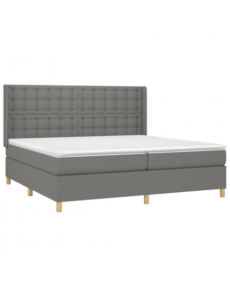 Giroletto a Molle con Materasso Grigio Scuro 200x200 cm Tessuto