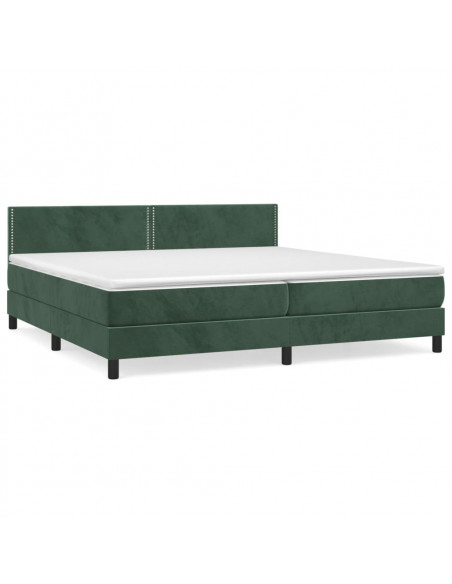 Giroletto a Molle con Materasso Verde Scuro 200x200 cm Velluto