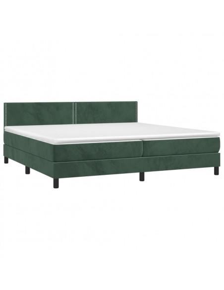 Giroletto a Molle con Materasso Verde Scuro 200x200 cm Velluto