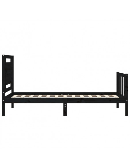 Giroletto con Testiera Nero 100x200 cm in Legno Massello