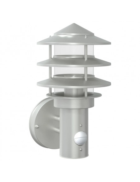 Applique per Esterno con Sensore Argento in Acciaio Inox