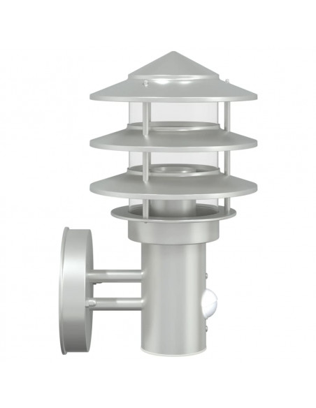 Applique per Esterno con Sensore Argento in Acciaio Inox
