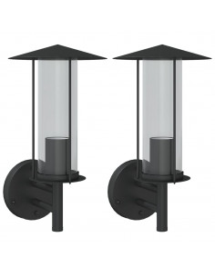 Applique da Esterno 2 pz Nere in Acciaio Inossidabile 2