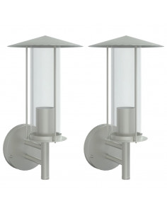 Applique da Esterno 2 pz Argento in Acciaio Inossidabile 2