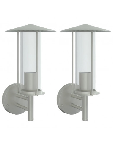 Applique da Esterno 2 pz Argento in Acciaio Inossidabile