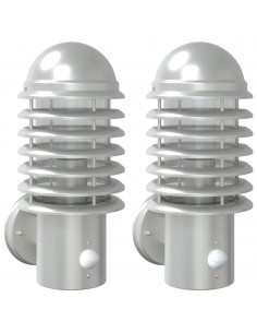 Applique per Esterno con Sensore 2 pz Argento in Acciaio Inox 2