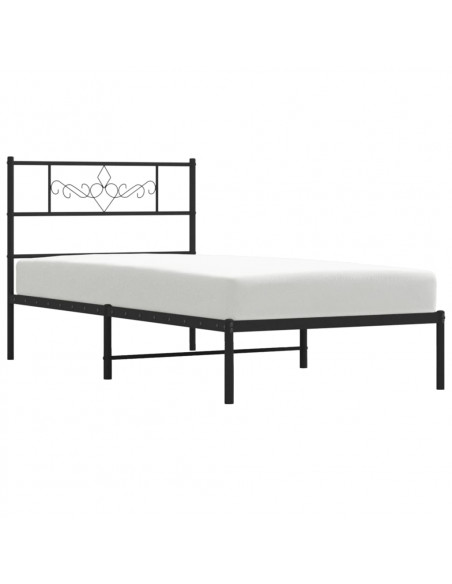 Giroletto con Testiera in Metallo Nero 75x190 cm