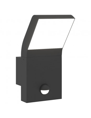 Applique con LED e Sensore Nera in Alluminio Pressofuso