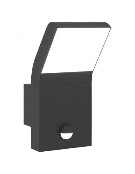 Applique con LED e Sensore Nera in Alluminio Pressofuso