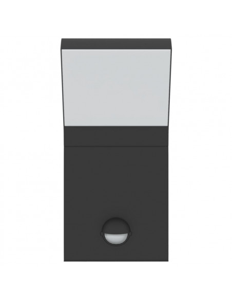 Applique con LED e Sensore Nera in Alluminio Pressofuso