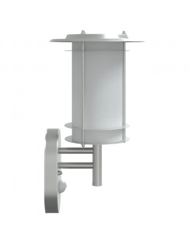 Applique per Esterno con Sensore 2 pz Argento in Acciaio Inox