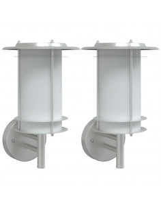 Applique da Esterno 2 pz Argento in Acciaio Inossidabile 2