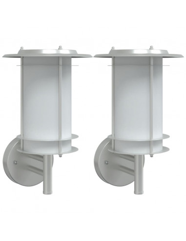 Applique da Esterno 2 pz Argento in Acciaio Inossidabile