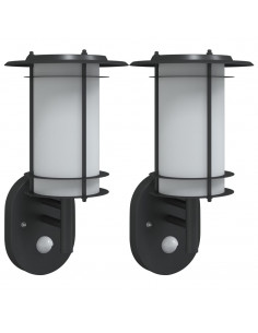 Applique per Esterno con Sensore 2 pz Nere in Acciaio Inox 2