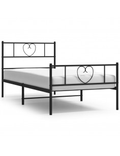 Giroletto con Testiera e Pediera Metallo Nero 107x203 cm 2