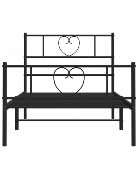 Giroletto con Testiera e Pediera Metallo Nero 107x203 cm