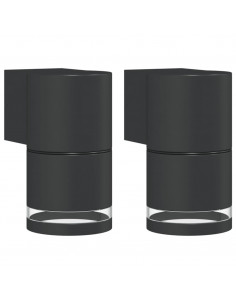 Applique da Parete per Esterni 2 pz Nere Alluminio Pressofuso 2