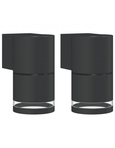 Applique da Parete per Esterni 2 pz Nere Alluminio Pressofuso