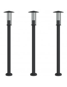 Lampade da Terra per Esterni 3 pz Nere 100 cm in Acciaio Inox 2