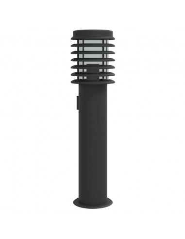 Lampada da Terra per Esterni con Presa Nera 60 cm Acciaio