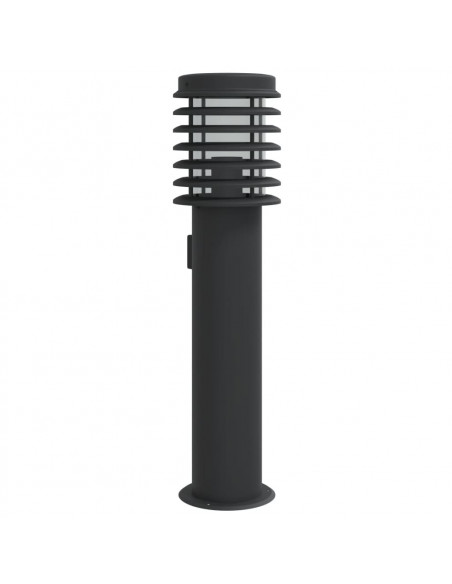 Lampada da Terra per Esterni con Presa Nera 60 cm Acciaio