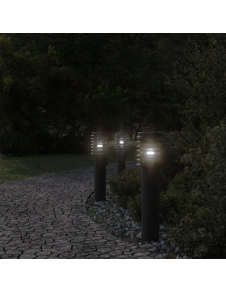 Lampada da Terra per Esterni con Presa Nera 60 cm Acciaio