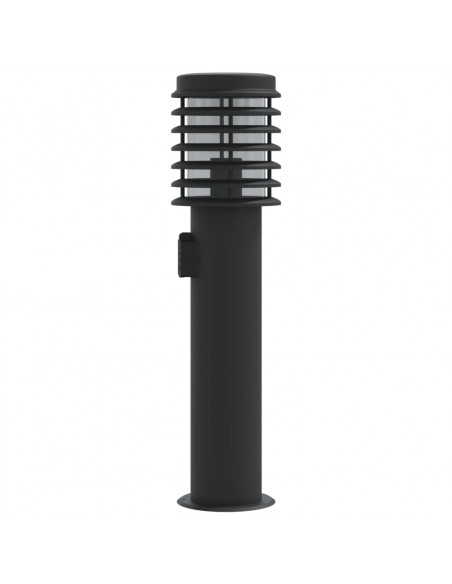 Lampada da Terra per Esterni con Presa Nera 60 cm Acciaio