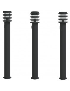 Lampade Terra per Esterni con Presa 3pz Nere 110cm Acciaio Inox 2