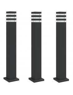 Lampade da Terra per Esterni 3pz Nere 80 cm in Alluminio 2