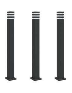 Lampade da Terra per Esterni con Presa 3pz Nere 110cm Alluminio 2
