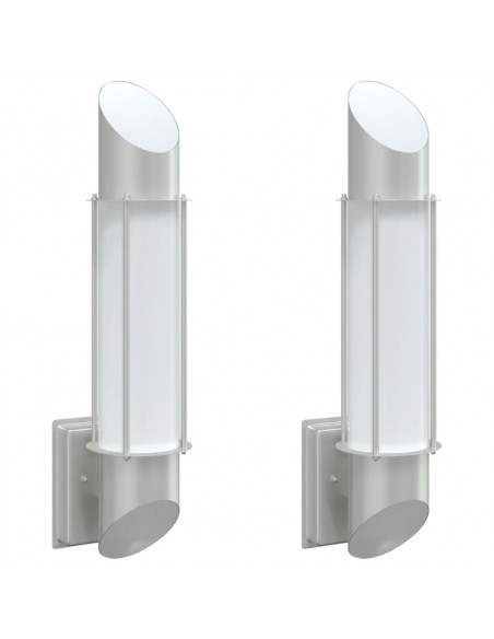 Applique da Esterno 2 pz Argento in Acciaio Inossidabile
