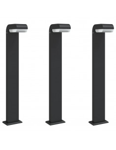 Lampade da Terra per Esterni 3pz Nere 80cm Alluminio Pressofuso 2