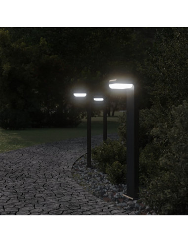 Lampade da Terra per Esterni 3pz Nere 80cm Alluminio Pressofuso