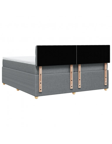 Giroletto a Molle con Materasso Grigio Chiaro 200x200cm Tessuto