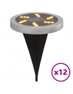 Luci Solari da Terra con Picchetti da Esterno 12pz Bianco Caldo 2