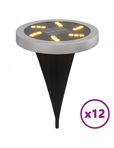 Luci Solari da Terra con Picchetti da Esterno 12pz Bianco Caldo