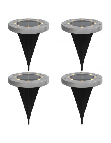 Luci Solari da Terra con Picchetti da Esterno 4pz Bianco Caldo