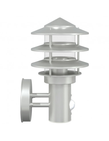 Applique per Esterno con Sensore 2 pz Argento in Acciaio Inox