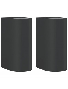 Applique da Parete per Esterni 2 pz Nere Alluminio Pressofuso 2