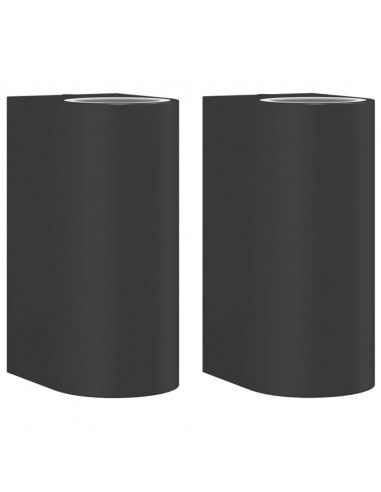 Applique da Parete per Esterni 2 pz Nere Alluminio Pressofuso
