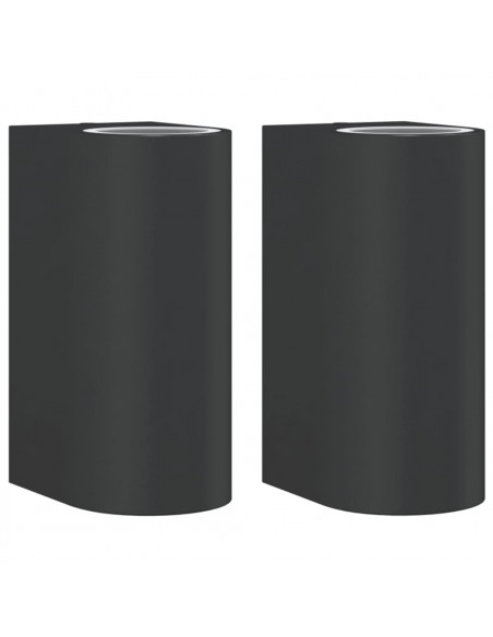 Applique da Parete per Esterni 2 pz Nere Alluminio Pressofuso