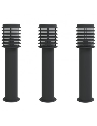 Lampade da Terra per Esterni 3 pz Nere 60 cm in Acciaio Inox