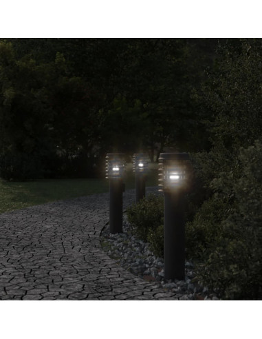 Lampade da Terra per Esterni 3 pz Nere 60 cm in Acciaio Inox