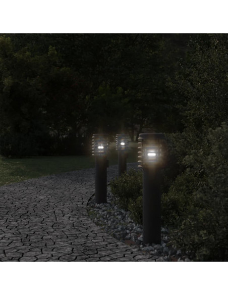 Lampade da Terra per Esterni 3 pz Nere 60 cm in Acciaio Inox