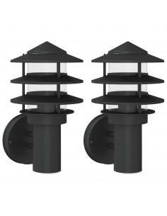 Applique da Esterno 2 pz Nere in Acciaio Inossidabile 2