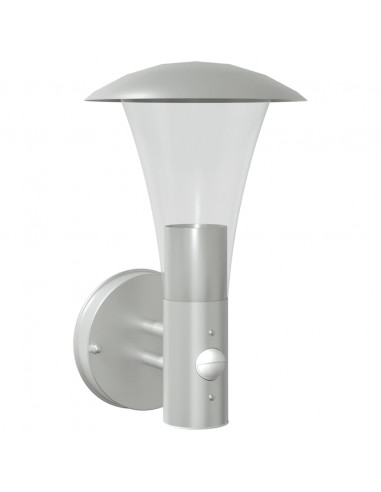 Applique per Esterno con Sensore Argento in Acciaio Inox