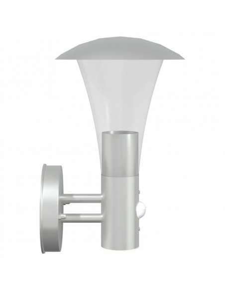 Applique per Esterno con Sensore Argento in Acciaio Inox